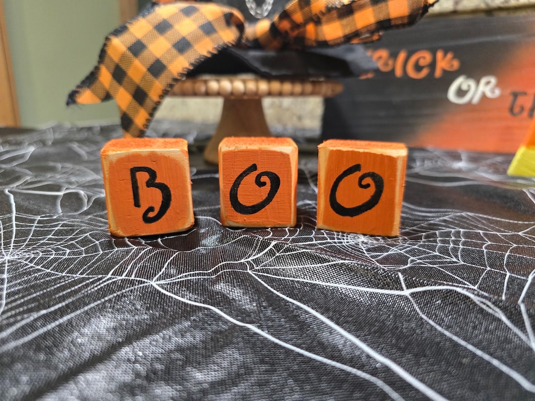 Set/3 Boo Blocks, Fall, Holidays, Halloween, House Decor, Hand Painted ...