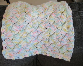 SALE-Pastel (white, yellow, pink, blue, green) Soft Lacy Lightwt. Baby Blanket