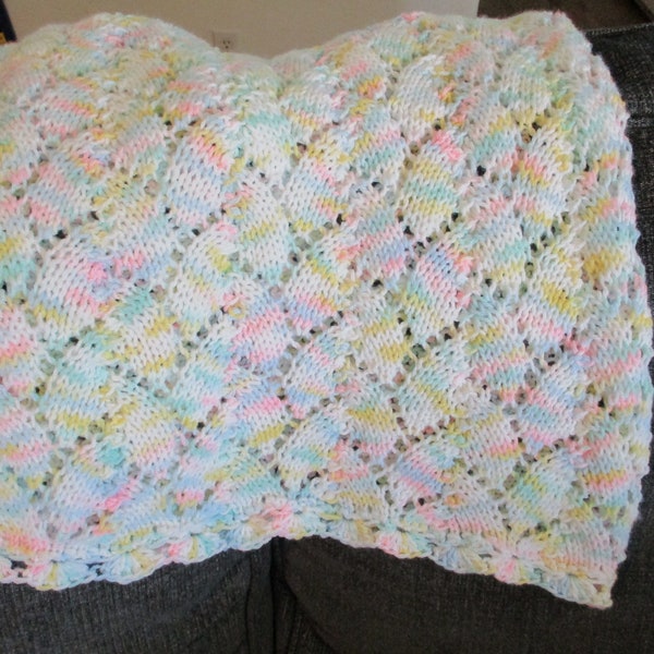 SALE-Pastel (white, yellow, pink, blue, green) Soft Lacy Lightwt. Baby Blanket