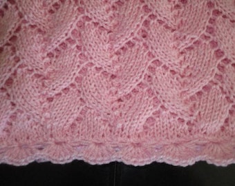 Pink (Soft Lacy Lightweight) Knitted Baby Blanket