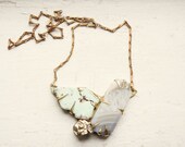 Grey Agate, Freeform Chrysoprase, & Pyrite Necklace