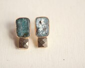 Brazilian Kyanite and Peruvian Pyrite Stud Earrings