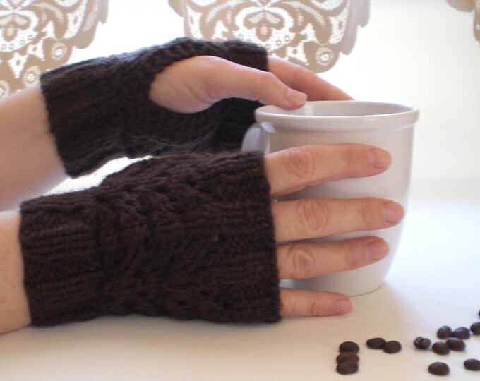 Organic Cotton Fingerless Gloves Coffee Bean Etsy