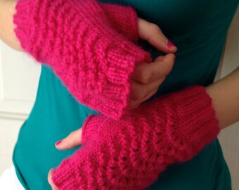 Hot Pink Wool Gloves