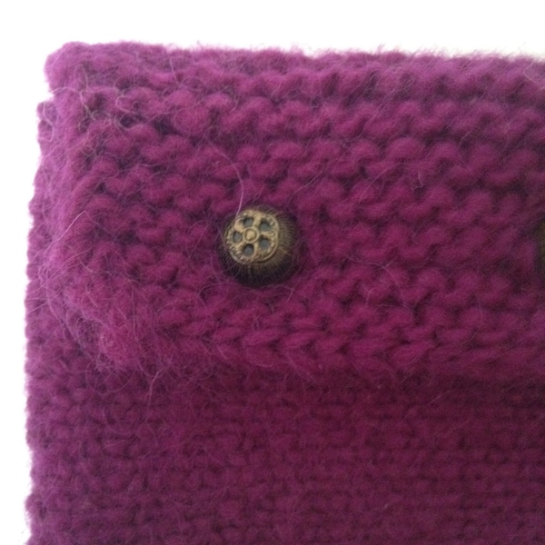 Purple Knitted Wallet 100% Peruvian Wool, Credit Card Holder - CLEARANCE