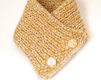 CLEARANCE - Yellow and White Button Neckwarmer