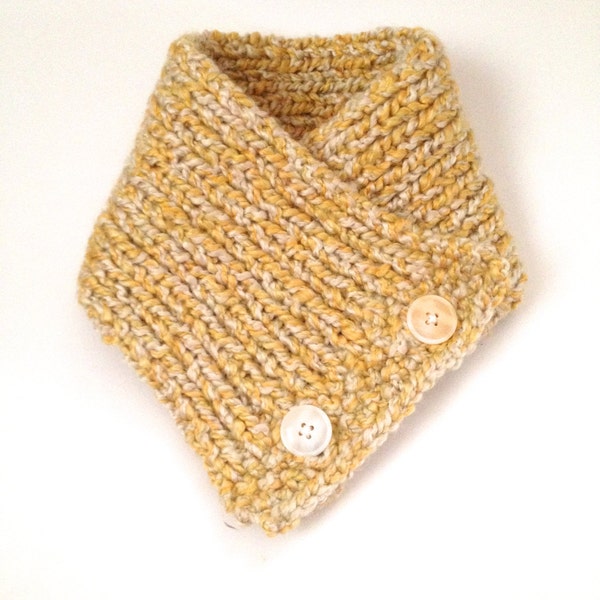 CLEARANCE - Yellow and White Button Neckwarmer