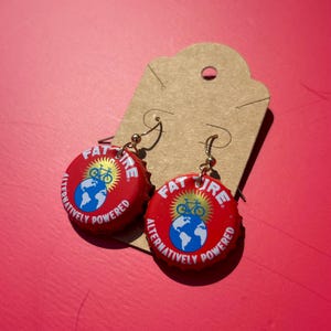 Fat Tire Bottle Cap Earrings