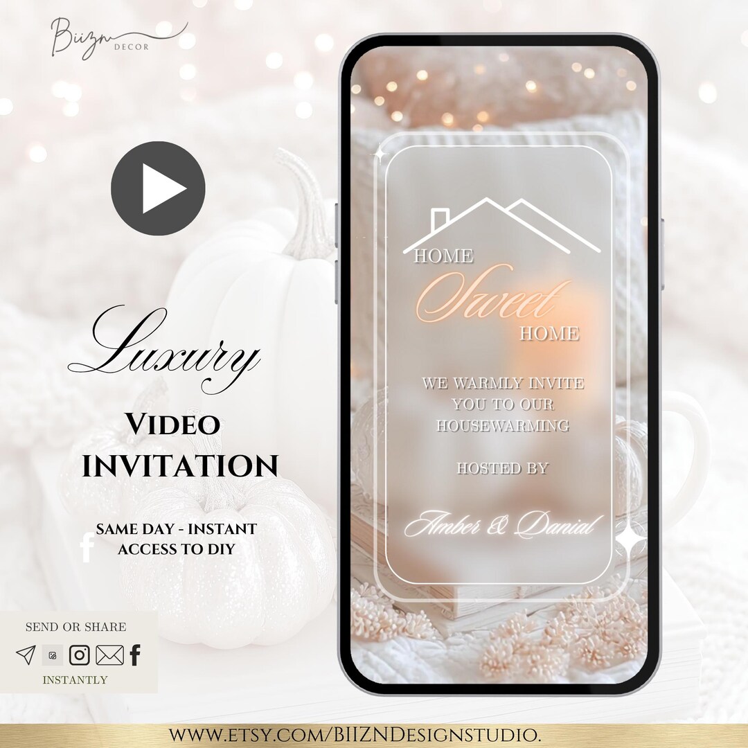 Animated Housewarming Invitation, Gold Glitter Evite (digital Download ...