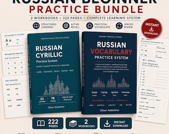 Russian Beginner Workbook Bundle, Cyrillic Alphabet & Vocabulary Practice (PDF)
