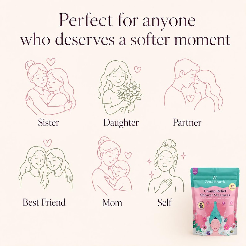 Cycle comfort gift recipients sister daughter partner friend mom self care infographic