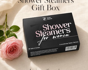 Shower Steamers Gift Box for Women, 6 Pack Aromatherapy Variety Set in Premium Black Box, Spa Birthday Gift, Made in Canada