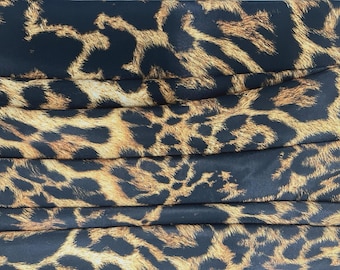 Leopard Print Stretch Knit Fabric, Animal Print Polyester By The Meter 143cm