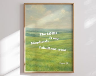 The Lord Is My Shepherd Christian Wall Art Printable Psalm 23 Bible Verse Scripture