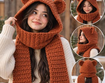 Crochet Pattern Hooded scarf | Beginner-friendly Bonnet Crochet Pattern | Digital Download.