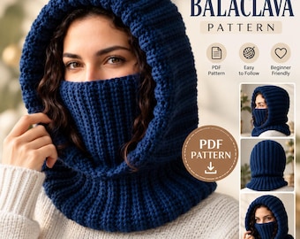 Crochet Balaclava Pattern| Turtleneck Hood Crochet Pattern| Beginner-friendly (PDF Download) in English