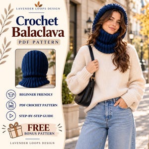Crochet Balaclava Pattern| Turtleneck Hood Crochet Pattern| Beginner-friendly (PDF Download) in English