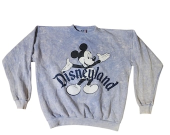 Vintage 90s Disneyland Mickey Mouse Acid Wash Pullover Sweatshirt USA - One Size