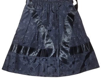 Vtg Christie Evan Ltd Black Floral Jacquard Skirt Satin Belt Sz Med 30" Floral