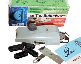 Greist Buttonholer Attachment for Sewing Machine w 4 Templates & Manual Model #5