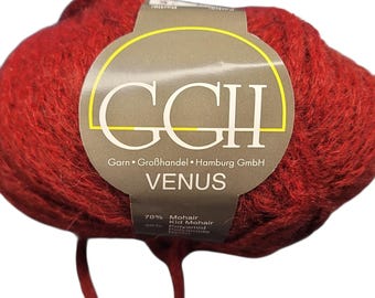GGH Venus 70% Kid Mohair Yarn 50g/66y Burgundy Made in Italy 25421