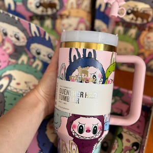 Custom Stanley tumbler | Tumbler with Monsters | La bubu tumbler | Monsters tumbler | Kids water cup