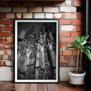 Gothic Cathedral Wall Art, Black and White Architecture Print, Dark Academia Home Decor, Vintage Gothic Photo Poster