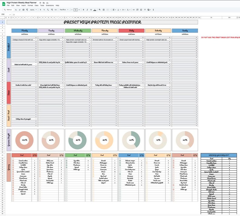 High-protein Weekly Meal Planner + Auto Grocery List | 29 Preset Meals ...