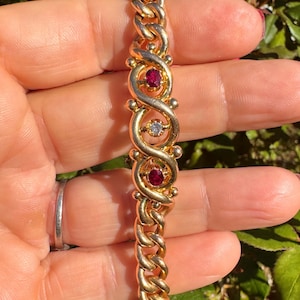 Elegantes Edwardian 15 Karat Rubine und Diamant Panzerarmband
