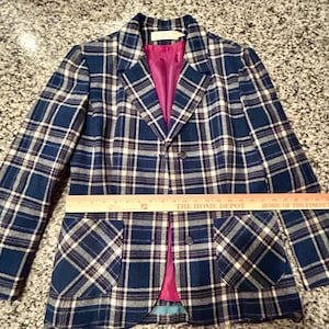 Vintage Pendleton Wool Blazer - Blue Plaid - Made in USA - Womens Medium - Small Flaw - Clearance