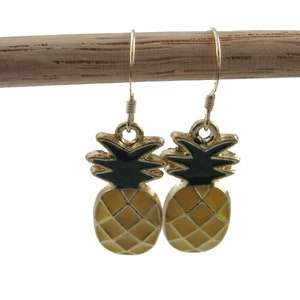 Pineapple Earrings with 14k Gold Filled Ear Wires - Tropical Fruit Jewelry