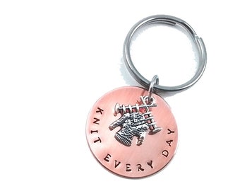 Knit Every Day Keychain with Hand Stamped Copper