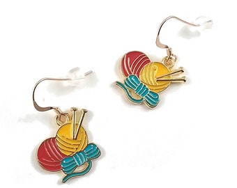 Colorful Yarn Earrings with 14k Gold-Filled Ear Wires