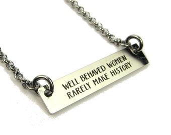 Women In History Necklace - Feminist Quote Pendant - Make a Difference