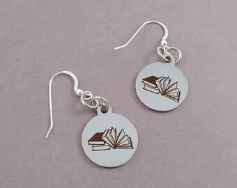 Stack of Books Earrings - Steel Jewelry for Readers