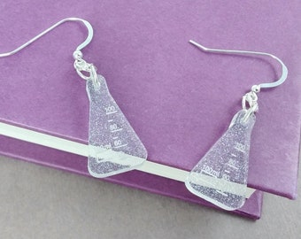 Science Flask Earrings - Holiday Sparkle Edition for Science Lab Party