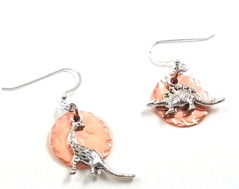 Dinosaur Earrings - Brontosaurus and Stegosaurus