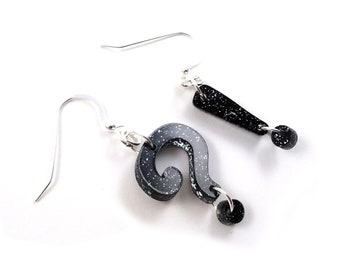 Question Mark and Exclamation Point Earrings (Glitter Version)