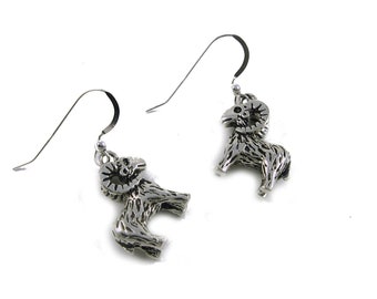Ram Earrings with Sterling Silver Ear Wires - Big Horn Sheep - Animal Jewelry