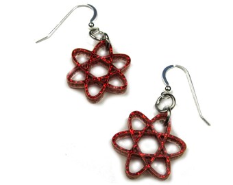 Atom Earrings With Glitter - Science Party Accessory