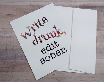 Write Drunk Mini Art Print or Flat Card (A2) for Writer or Author