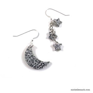 Crescent Moon and Stars Earrings