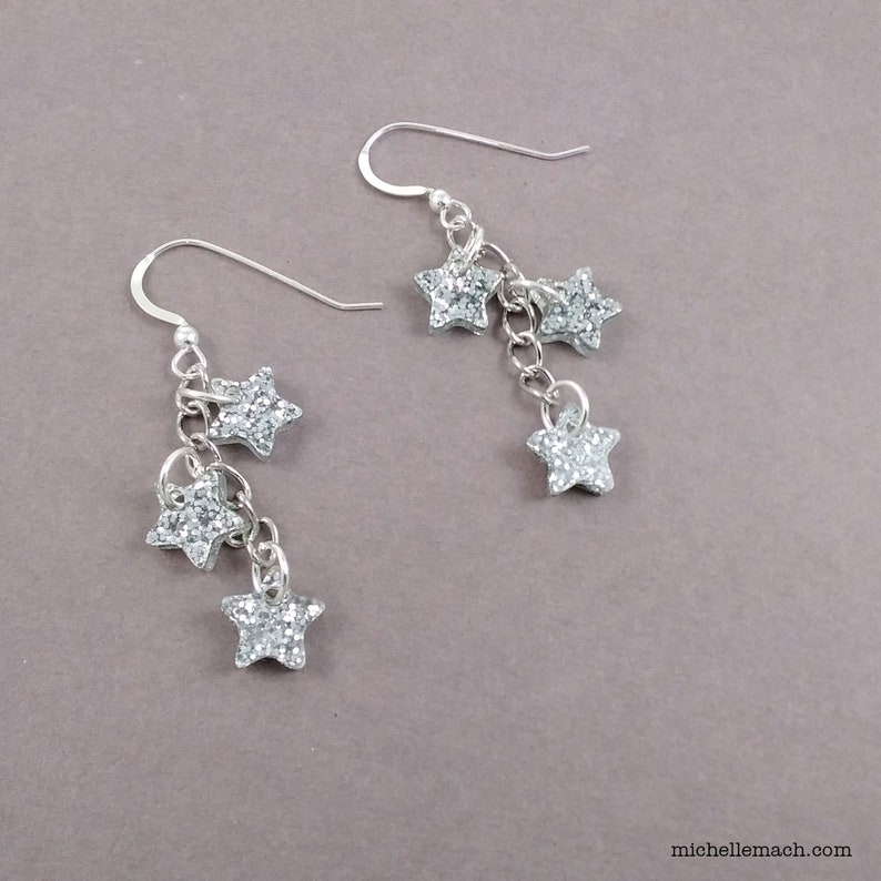 Crescent Moon and Stars Earrings 2 Stars