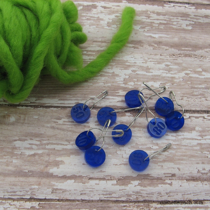 Row Number Stitch Markers for Knitting or Crochet Numbered 10-100 image 3