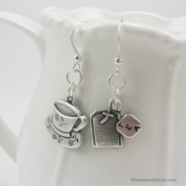 Tea Lover Gift: Tea Earrings (Tea Bag, Tea Cup, Teapot Jewelry for Tea Party)