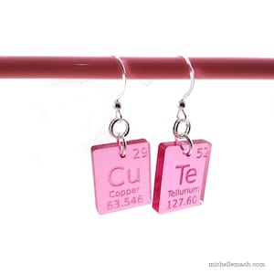 Periodic Table Earrings with Sterling Silver Ear Wires: Science Geek Gift