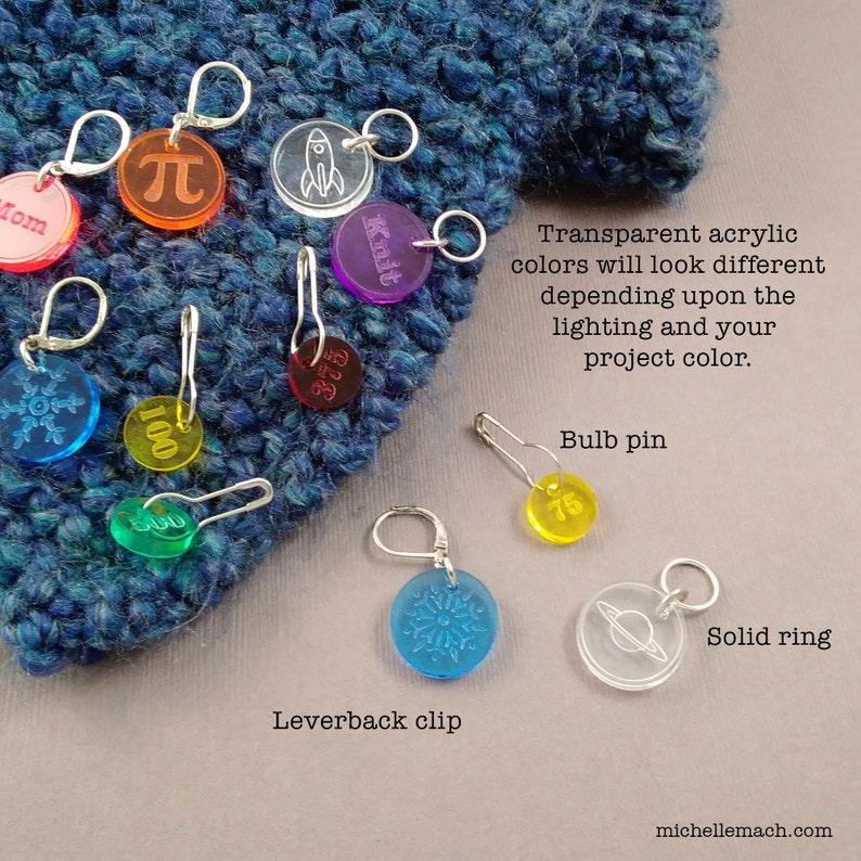 Stitch Markers With Knitting Abbreviations 2 Right Side RS, 2 Wrong Side WS Crochet or Knitter Accessory image 9