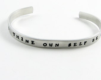 Shakespeare Quote Jewelry - To Thine Own Self Be True - Hamlet Quotation Bracelet for Bibliophile