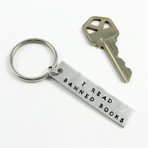 Librarian Gift I Read Banned Books Key Chain Stamped Aluminum Keychain image 4