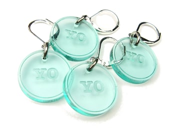 YO Stitch Markers  (Set of 4) - Knitting Accessory With Pattern Abbreviation